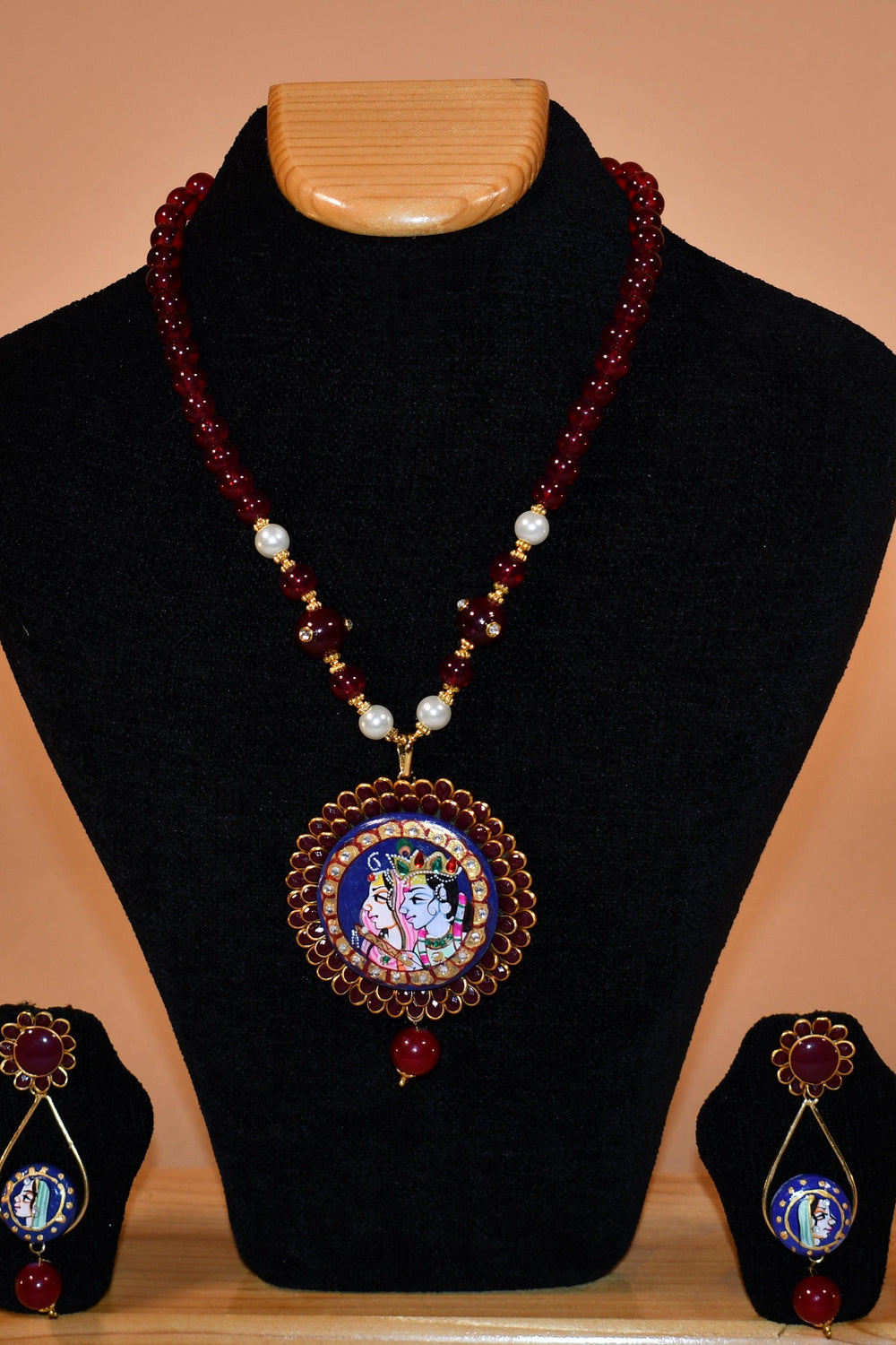 Divine Krishna Leela Circular Necklace Set FASHION JEWELRY RAAS