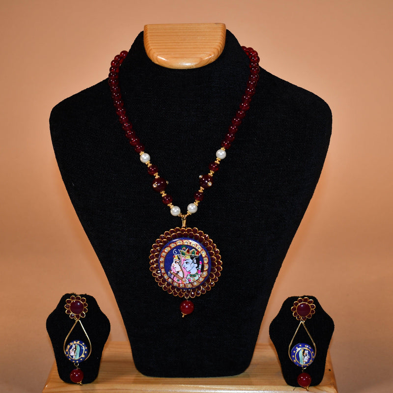 Divine Krishna Leela Circular Necklace Set FASHION JEWELRY RAAS