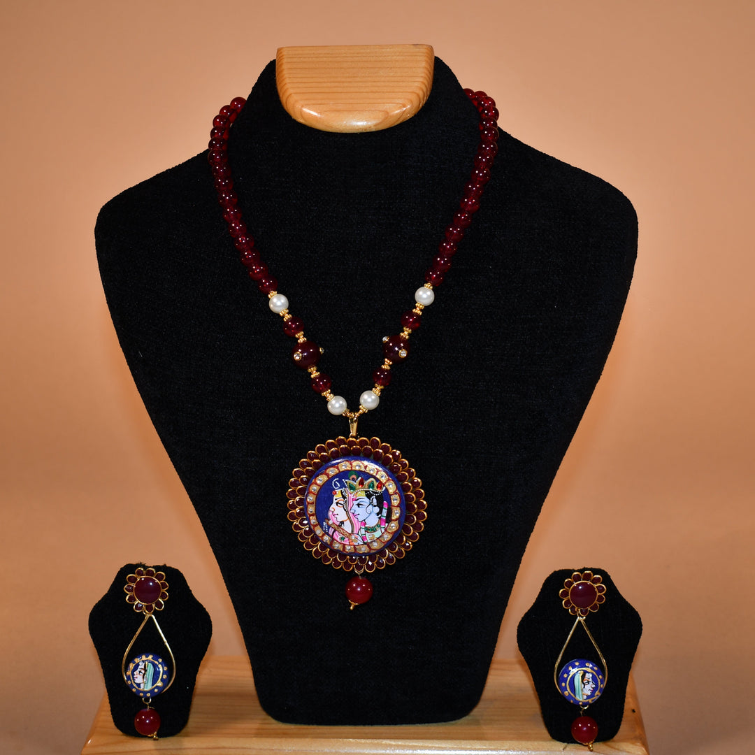 Divine Krishna Leela Circular Necklace Set