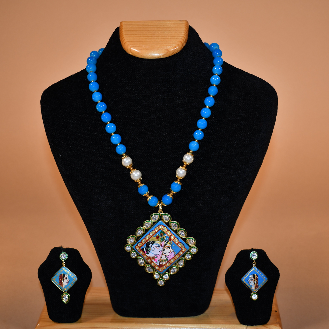 Divine Krishna Leela Circular Necklace Set