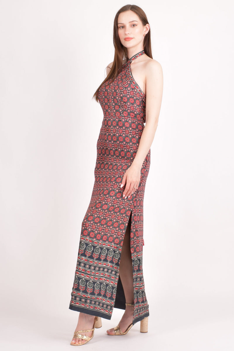 Double Slit Halter Maxi Dress ANARKALI & GOWN RAAS