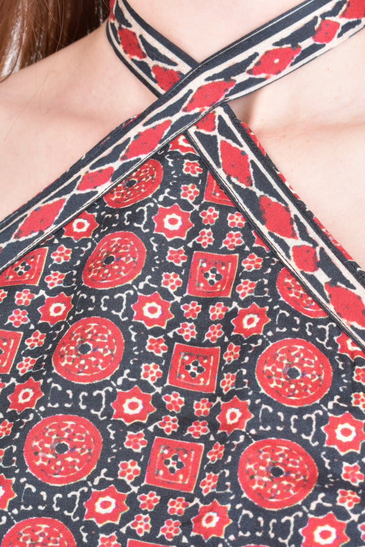 Double Slit Halter Maxi Dress-Raas USA