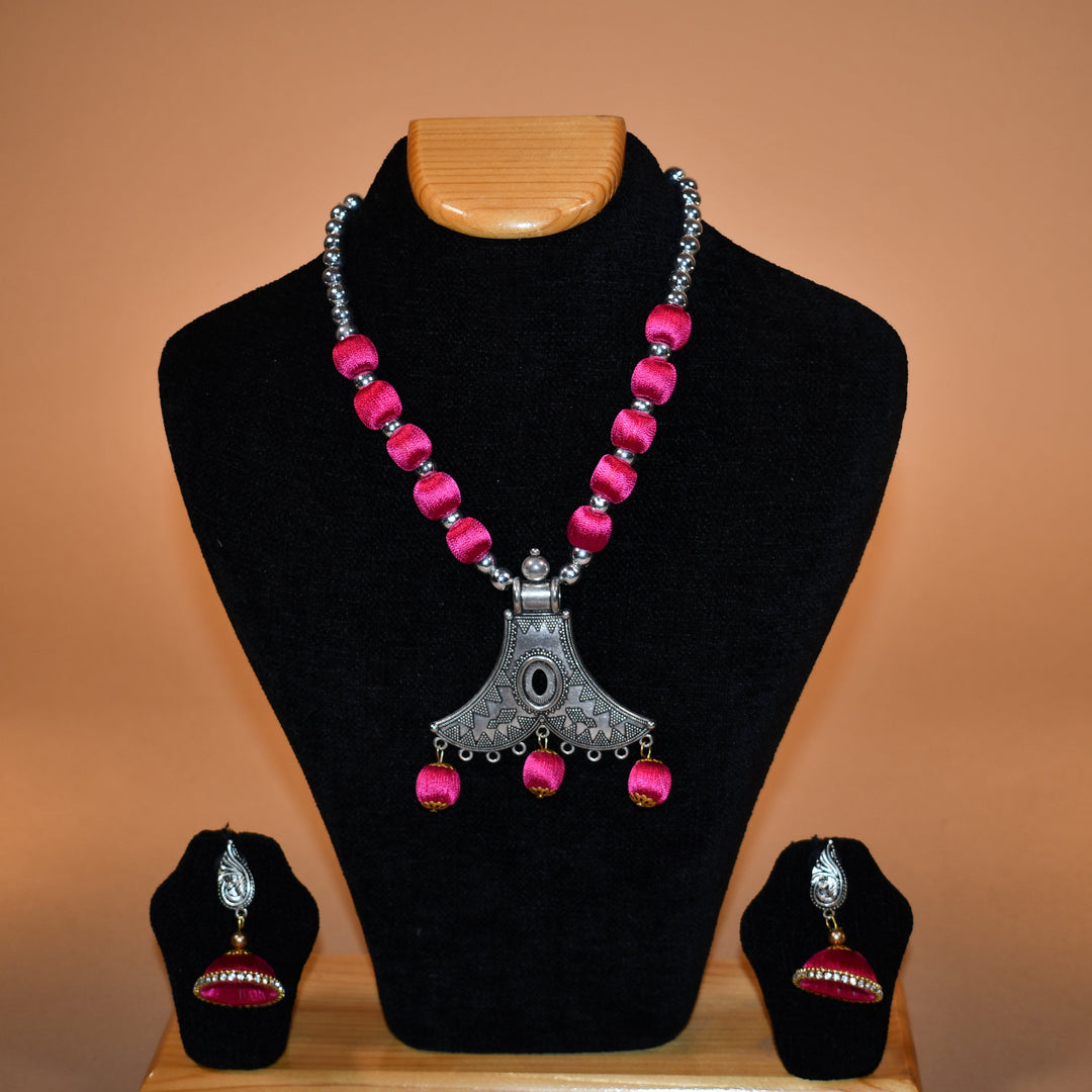 Double J Pink Beaded Necklace Set