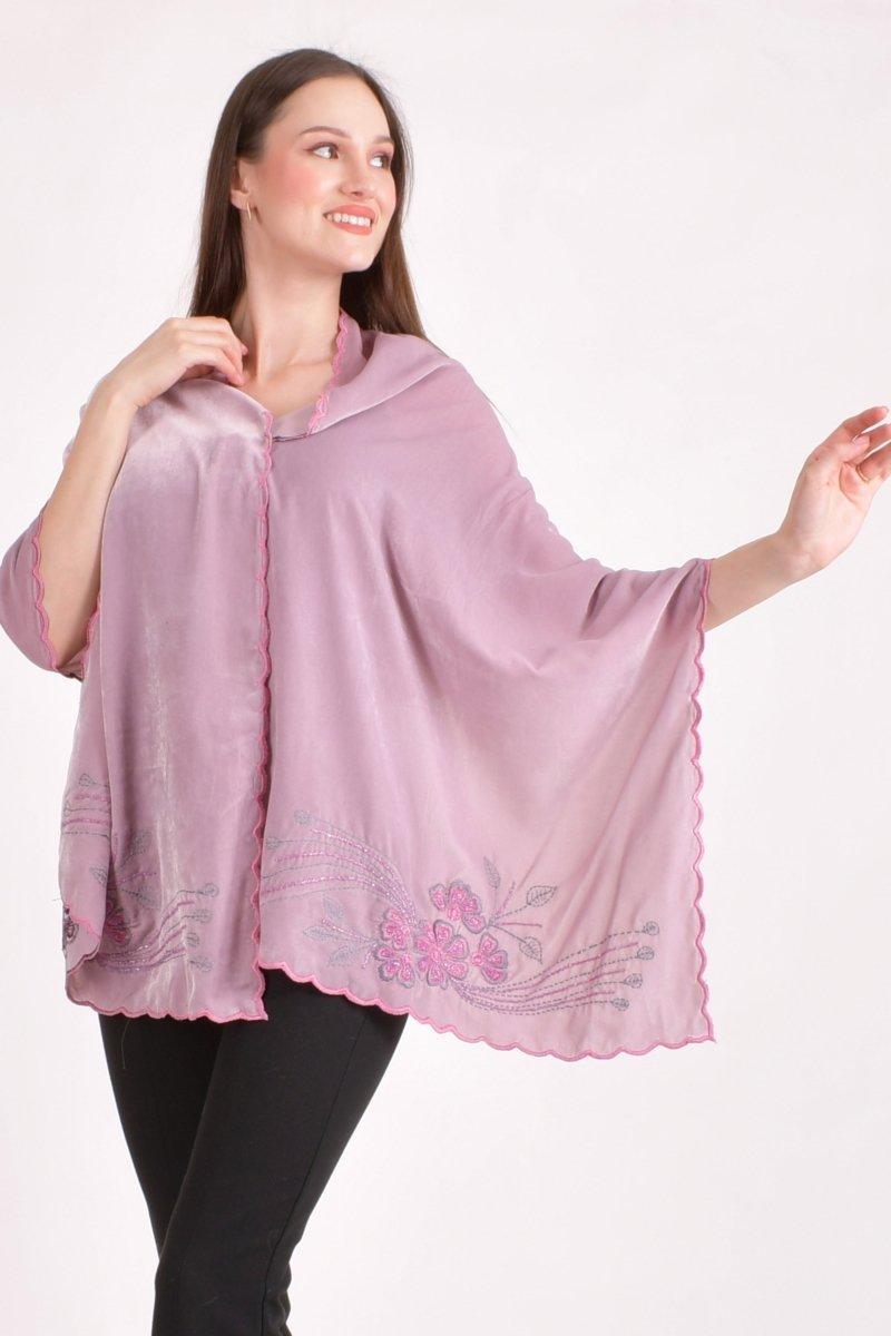 Dusty Rose Pink Embroidered Velvet Scarf scarves & stoles RAAS