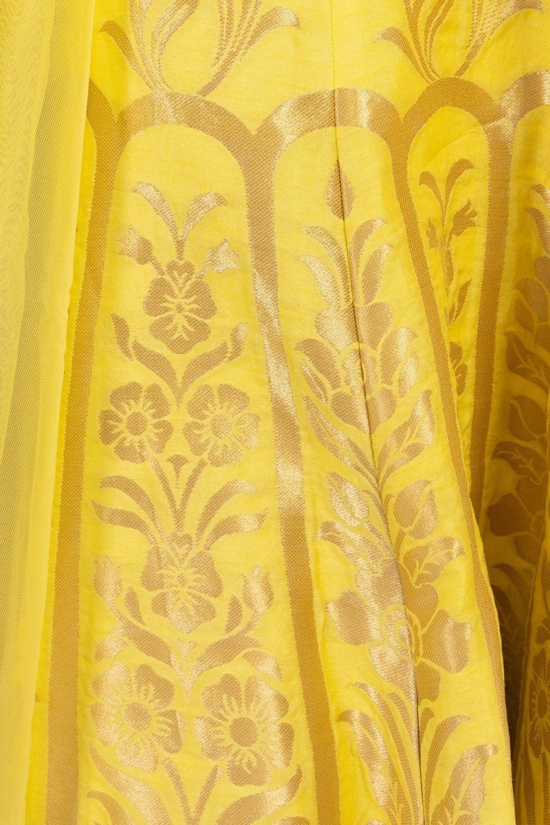 Evadne Yellow Sequin Work Gown