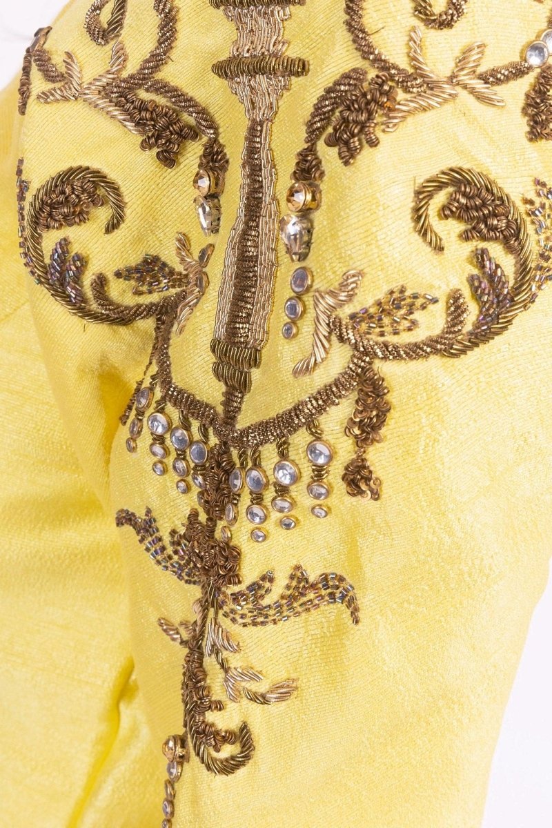 Evadne Yellow Sequin Work Gown