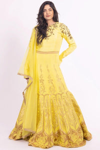 Evadne Yellow Sequin Work Gown