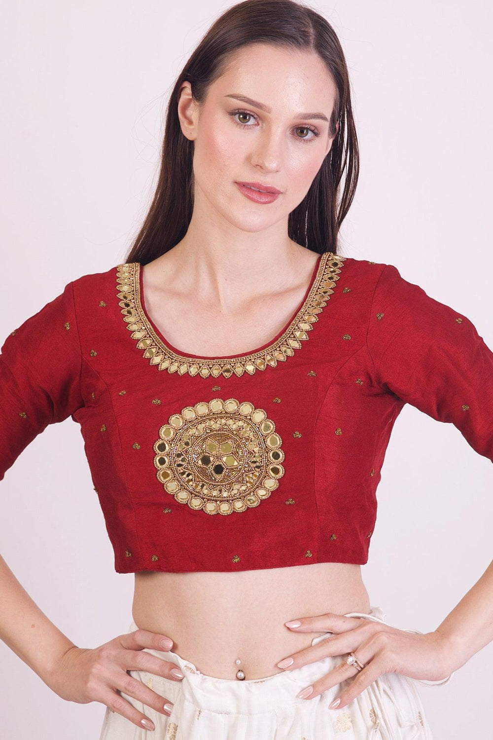 Everly Maroon Embroidered Blouse BLOUSE RAAS