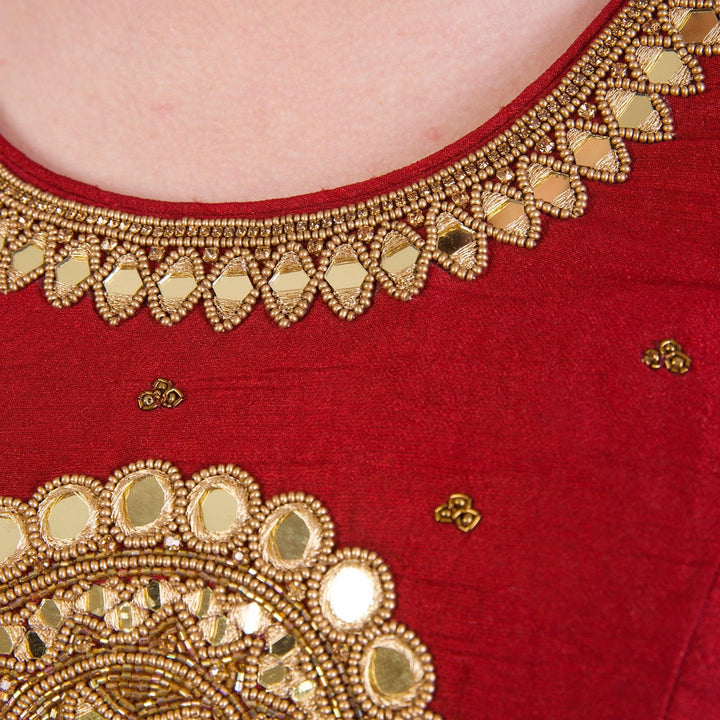 Everly Maroon Embroidered Blouse-Raas USA