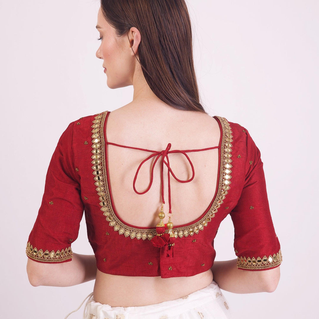 Everly Maroon Embroidered Blouse-Raas USA