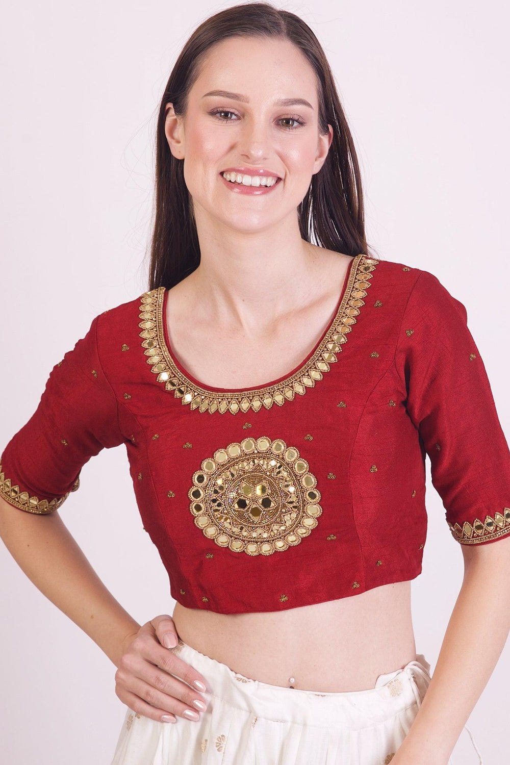Everly Maroon Embroidered Blouse BLOUSE RAAS