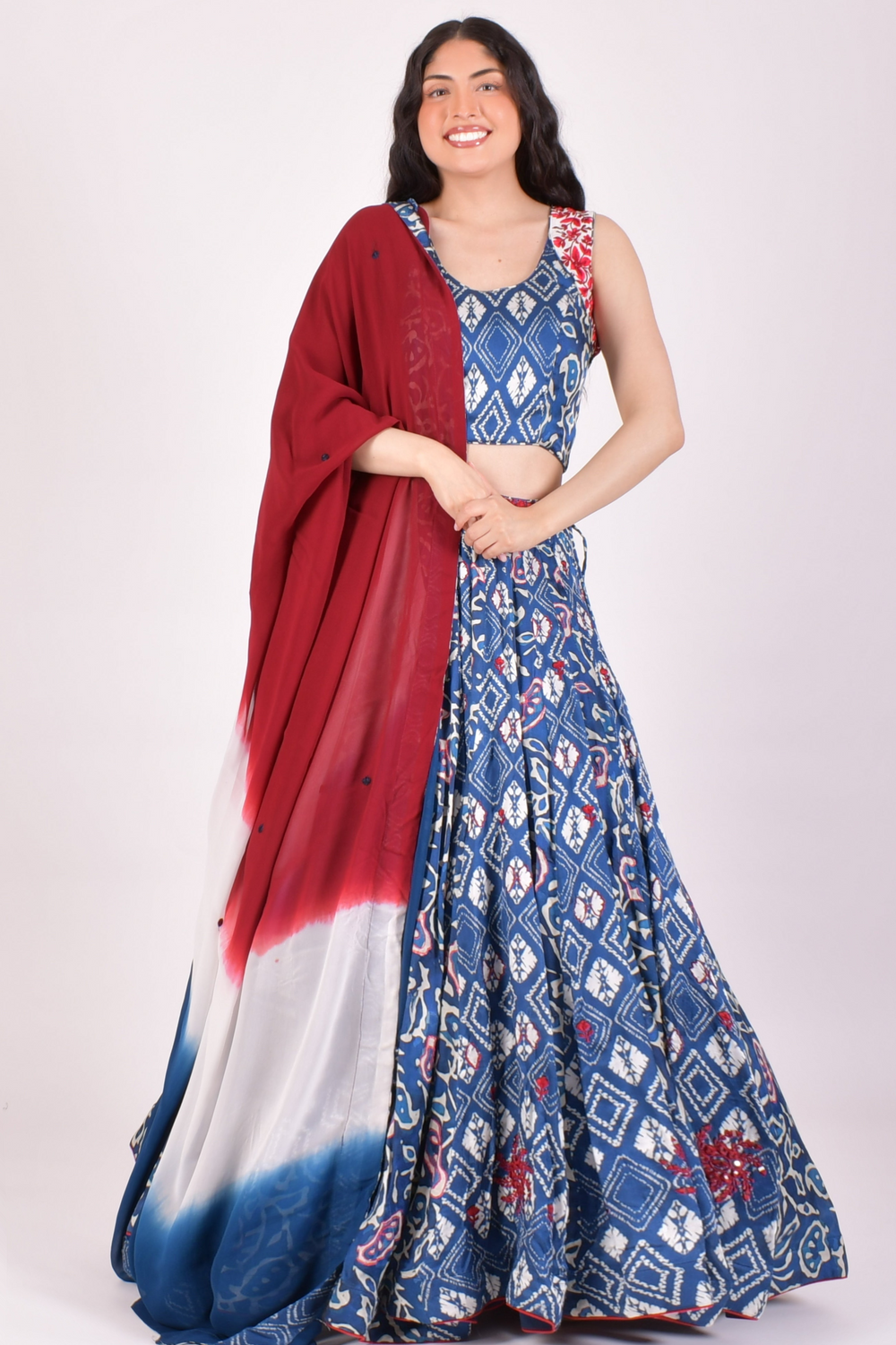 Blue Full flare Embroidered Chaniya Choli