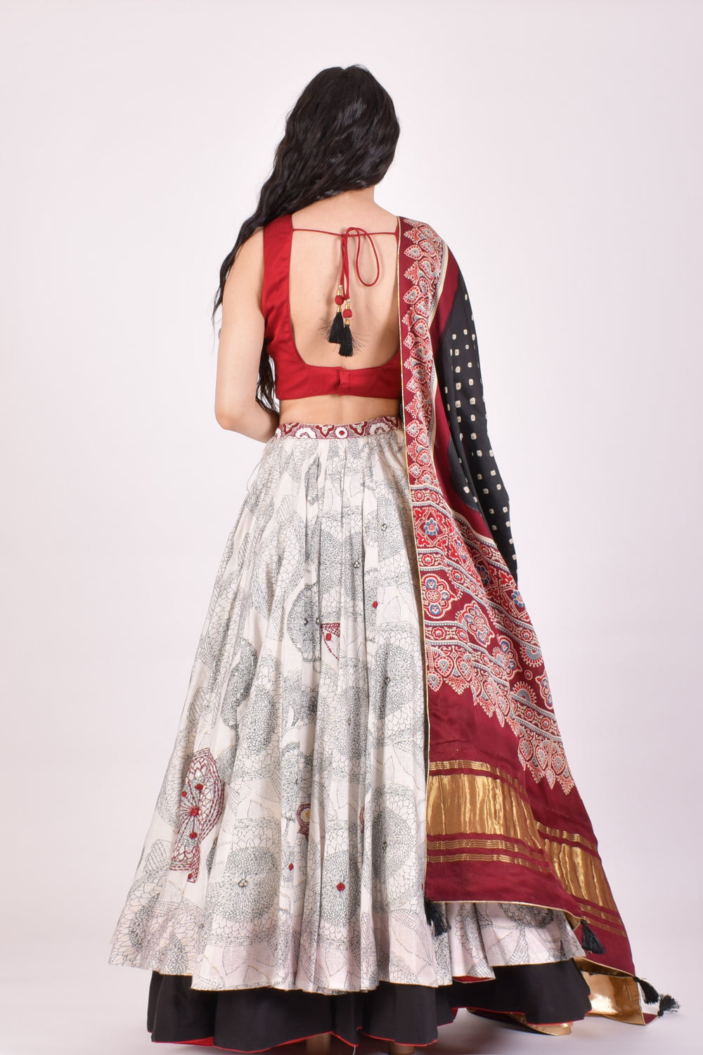 Ivory Mandala Print Chaniya Choli With Dupatta