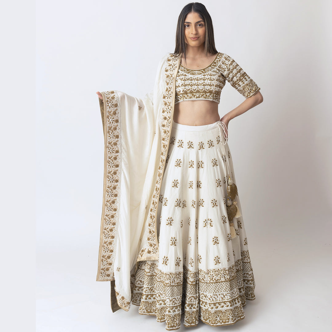 Alia White Lehenga Choli with Heavy Embroidery Pearl Work