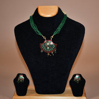 Fan Shaped Green Necklace Set FASHION JEWELRY RAAS