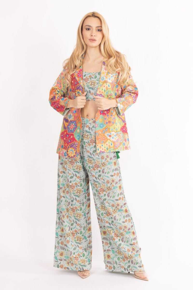 Floral Embroidered Three - Piece Set Coordinate set RAAS