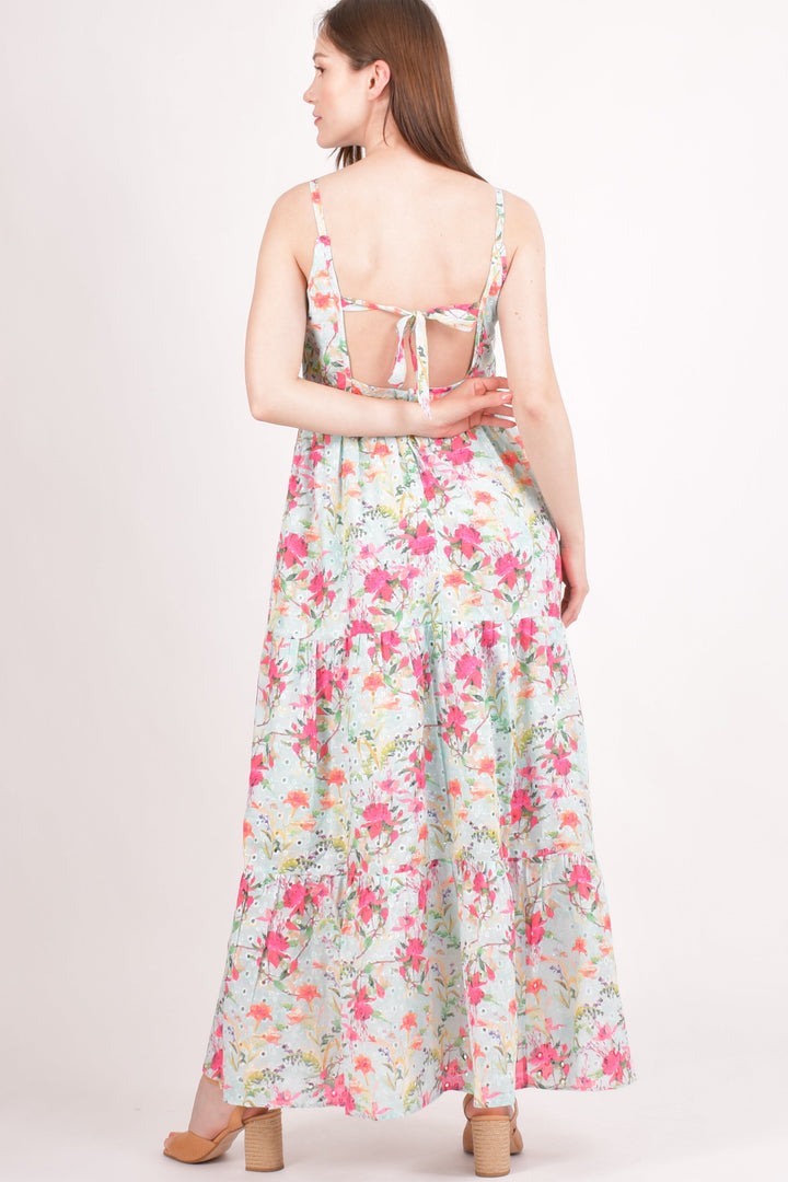 Floral Tiered Maxi Dress-Raas USA