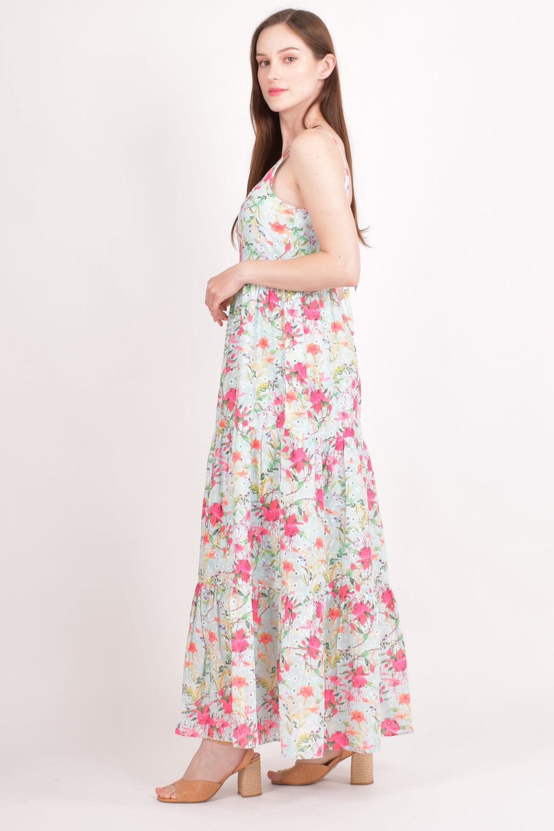 Floral Tiered Maxi Dress-Raas USA
