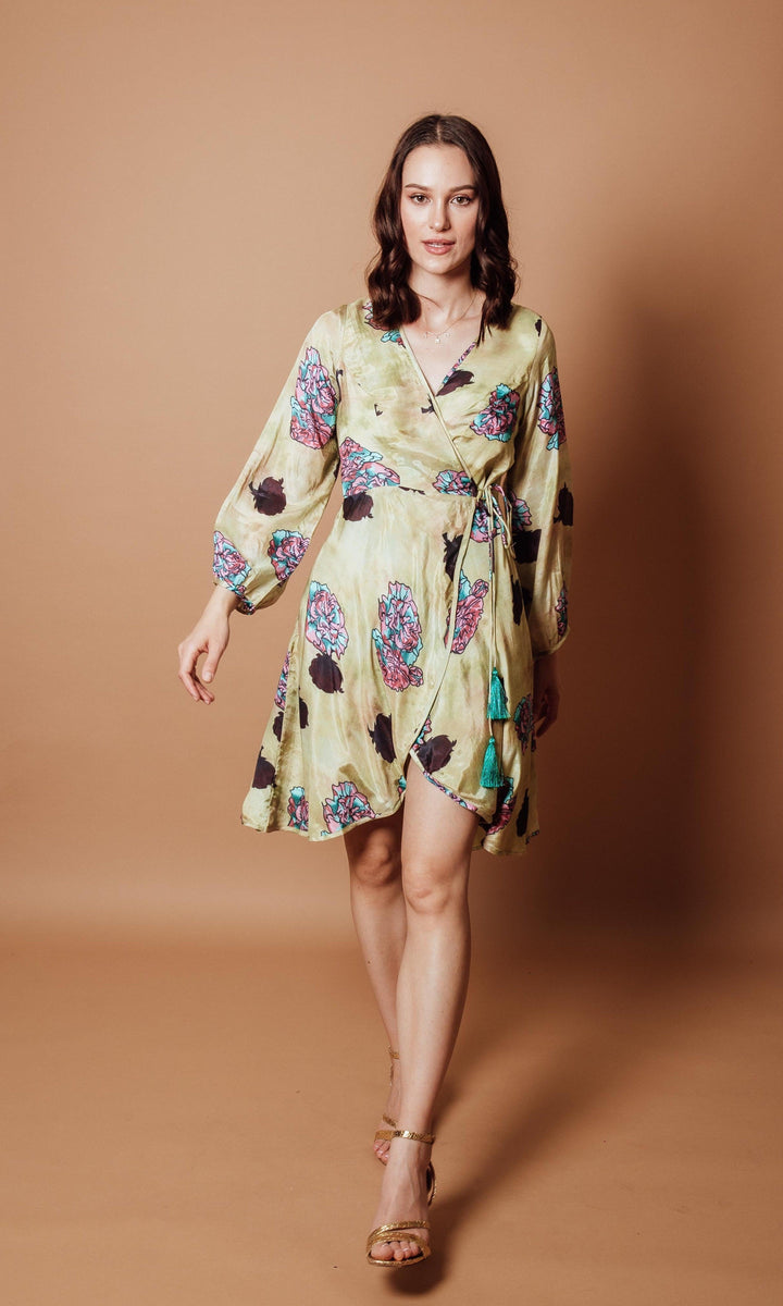 Floral Wrap Dress-Raas USA