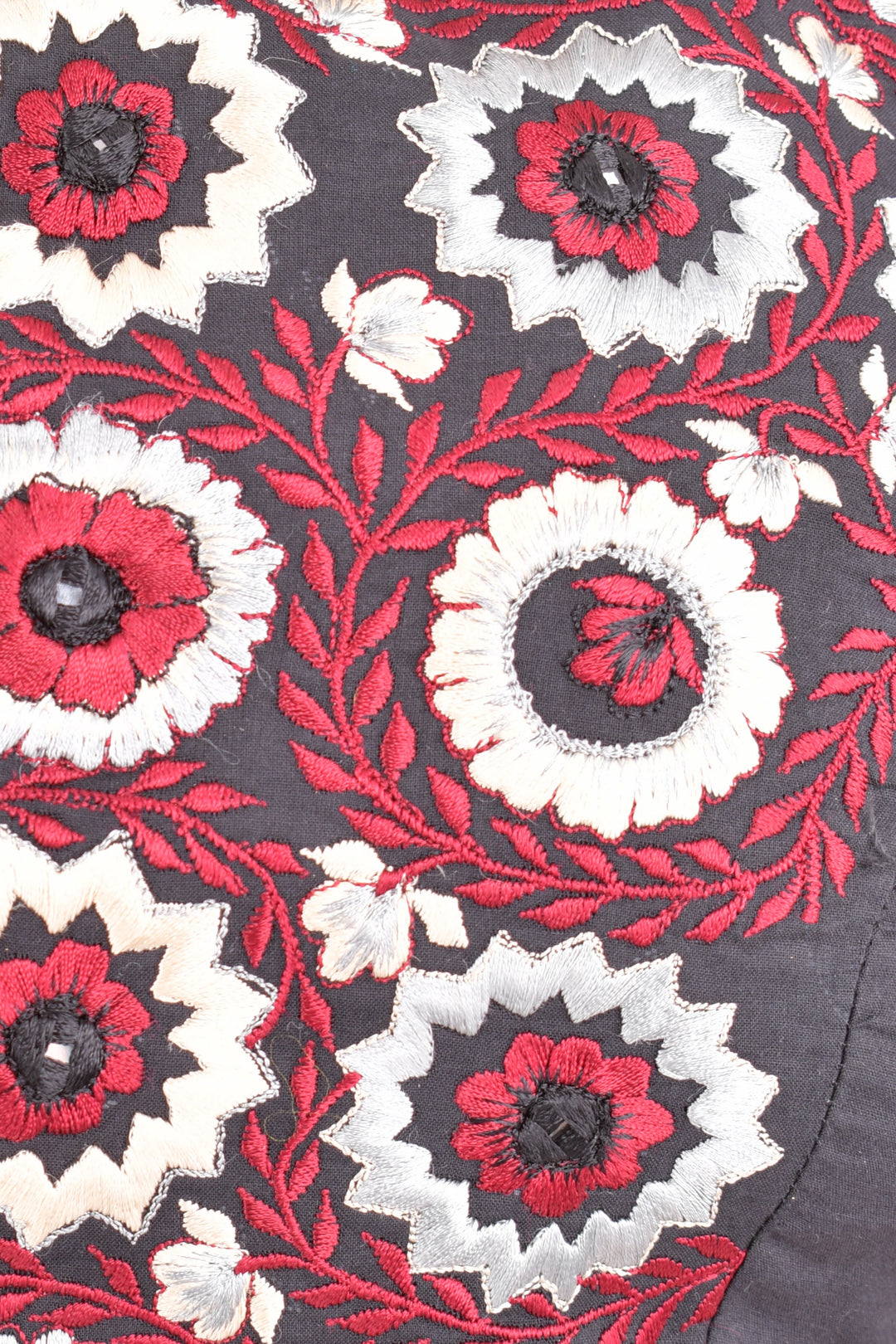 Full Flare Cotton Hand Blocked Chaniya Choli with Embroidered Blouse-[mirror work]-Raas