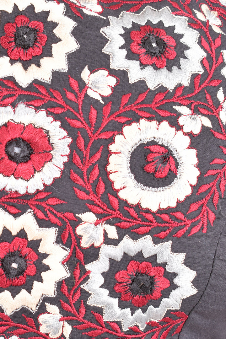 Full Flare Cotton Hand Blocked Chaniya Choli with Embroidered Blouse-[mirror work]-Raas