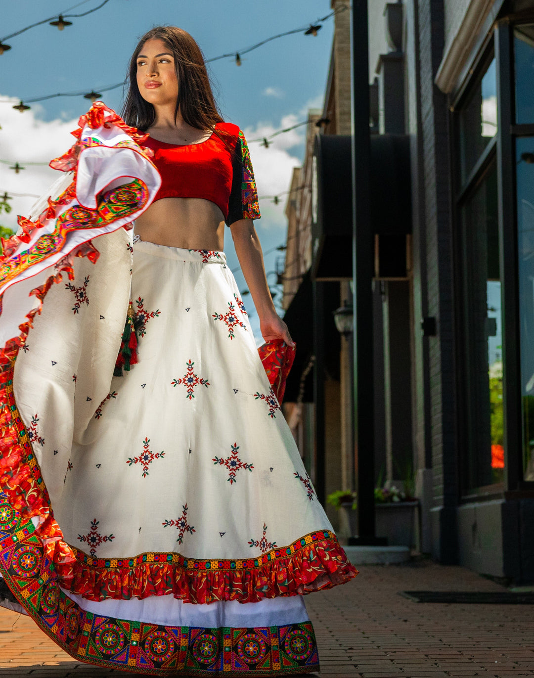 Full Flare Layered Chaniya Choli-[comfort-first-design]-[lightweight]-Raas