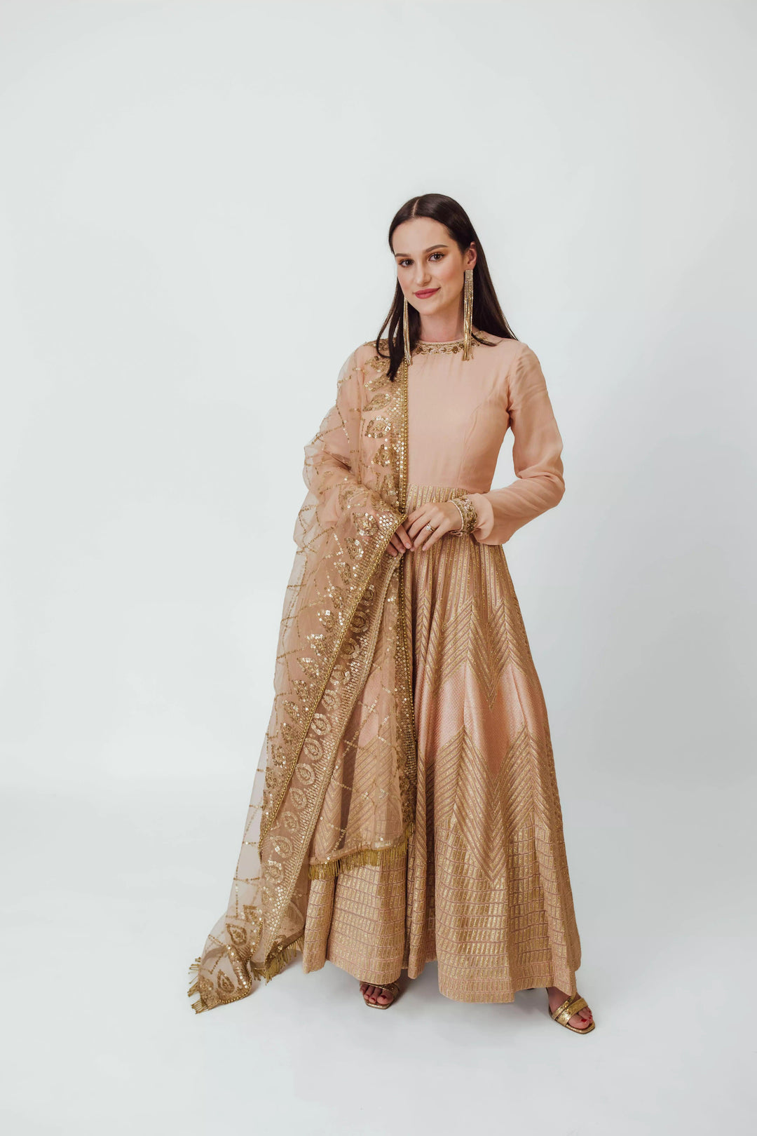 Full Sleeve Gown with Embroidery-Raas USA