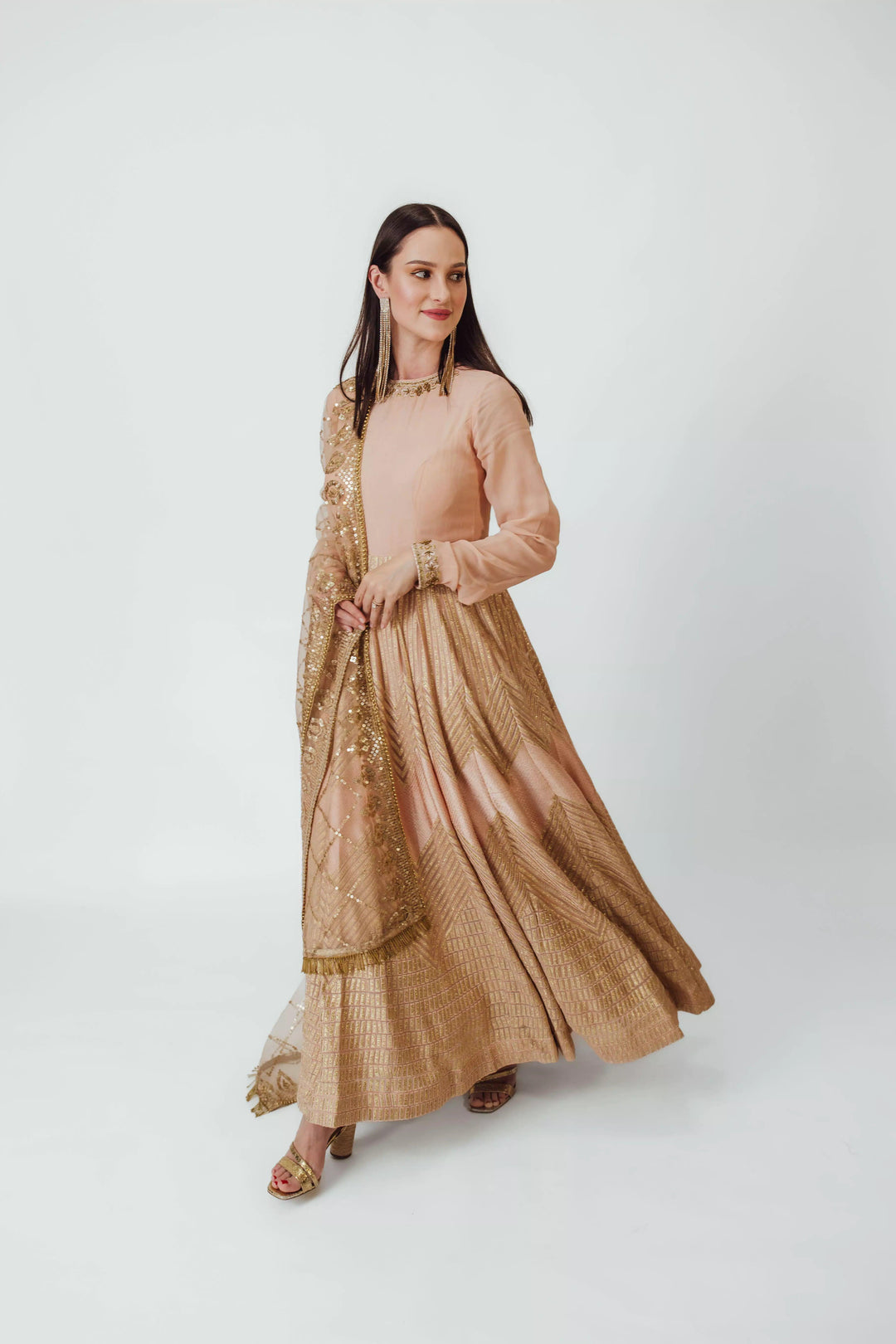 Full Sleeve Gown with Embroidery-Raas USA