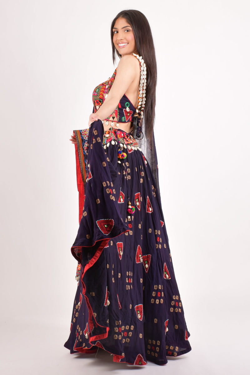 Gallie Cotton Chaniya Choli-[mirror work]-Raas