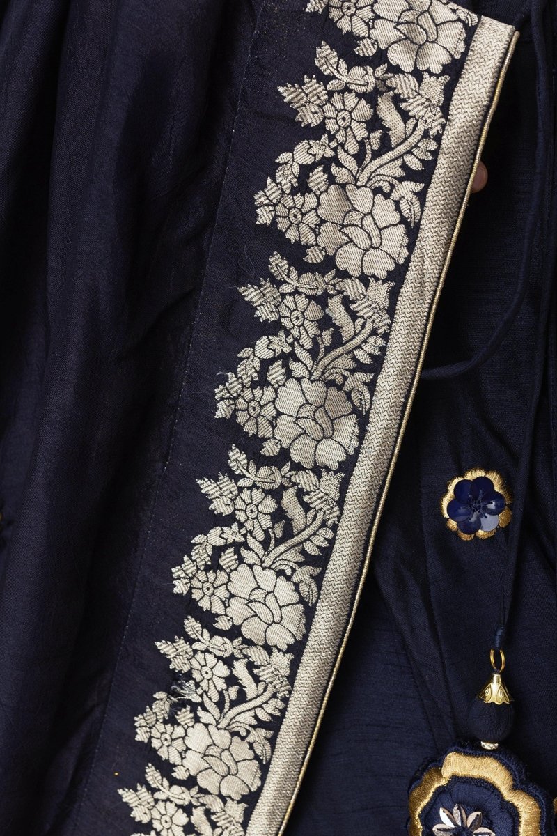 Glitz & Glam Navy Lehenga Choli Set-[bridal_lehenga]-Raas
