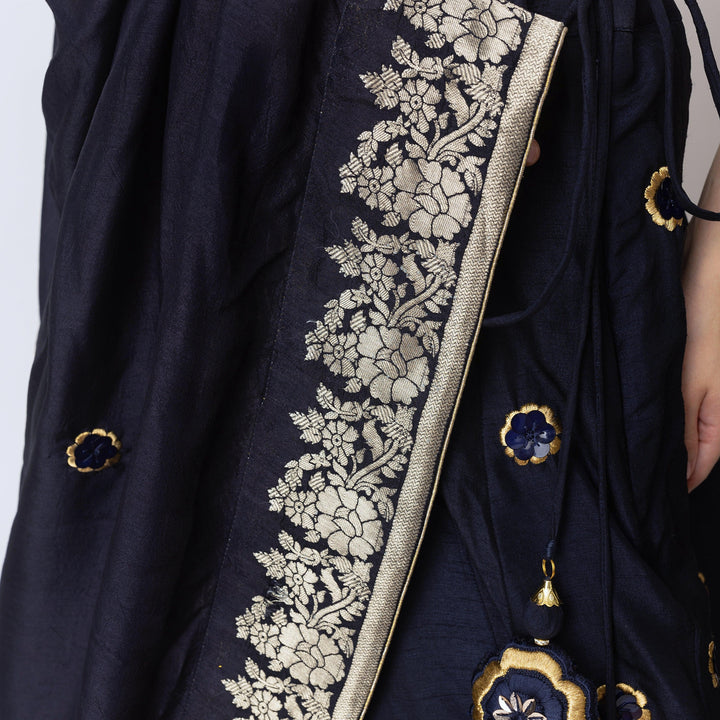 Glitz & Glam Navy Lehenga Choli Set-Raas USA