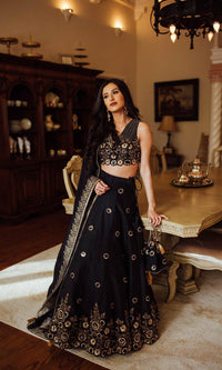 Glitz & Glam Navy Lehenga Choli Set-[bridal_lehenga]-Raas