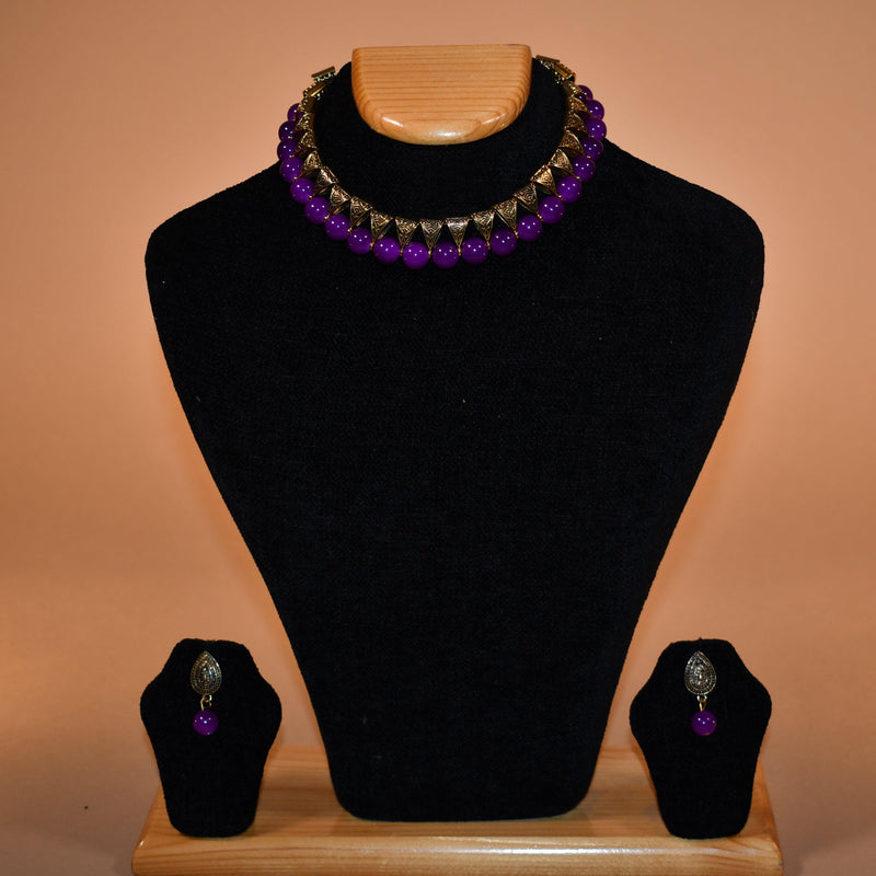 Gold & Purple Necklace Set FASHION JEWELRY RAAS