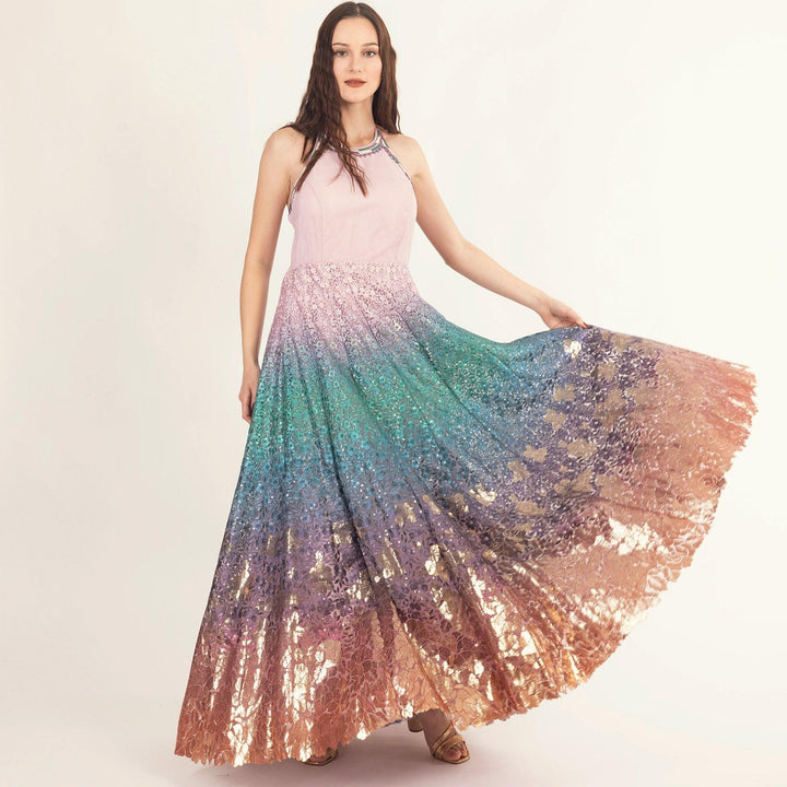 Gown with Sequins Embroidery-Raas USA