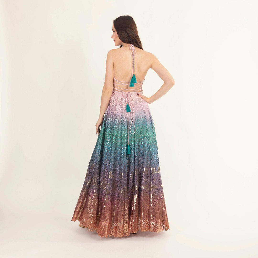 Gown with Sequins Embroidery-Raas USA