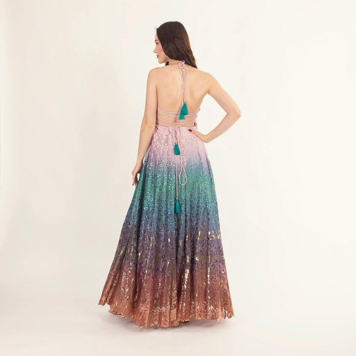 Gown with Sequins Embroidery-Raas USA
