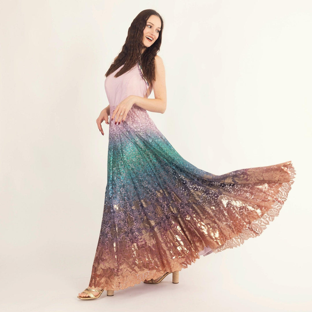 Gown with Sequins Embroidery-Raas USA