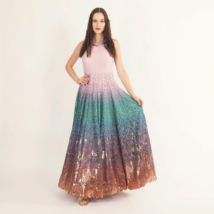 Gown with Sequins Embroidery-Raas USA