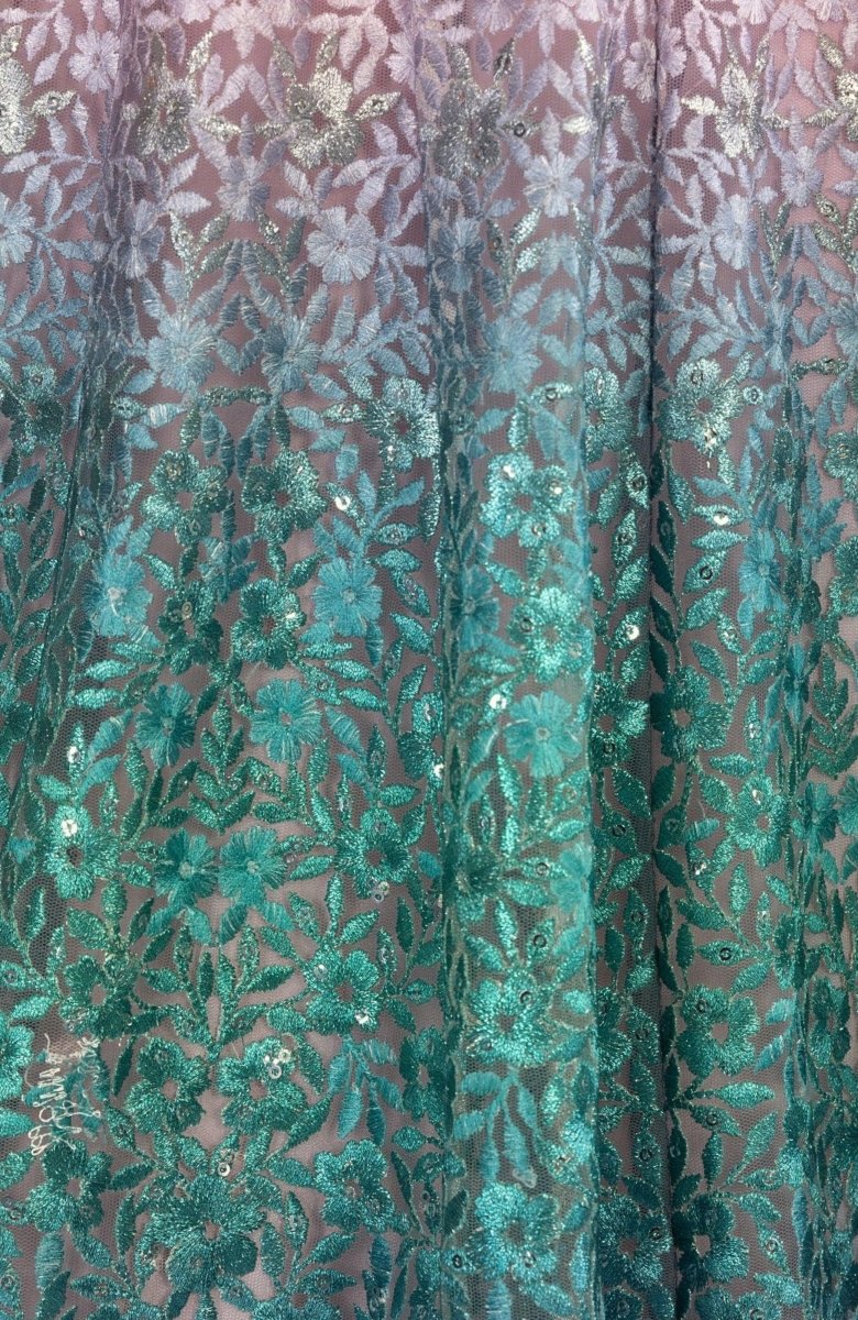 Ombre Sequins Embroidered Gown