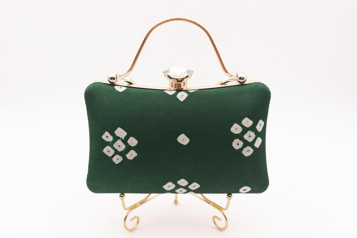 Green BIA CLUTCH with Gem Closure-Raas USA