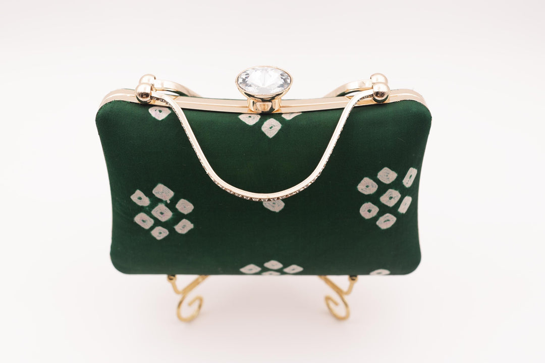 Green BIA CLUTCH with Gem Closure-Raas USA