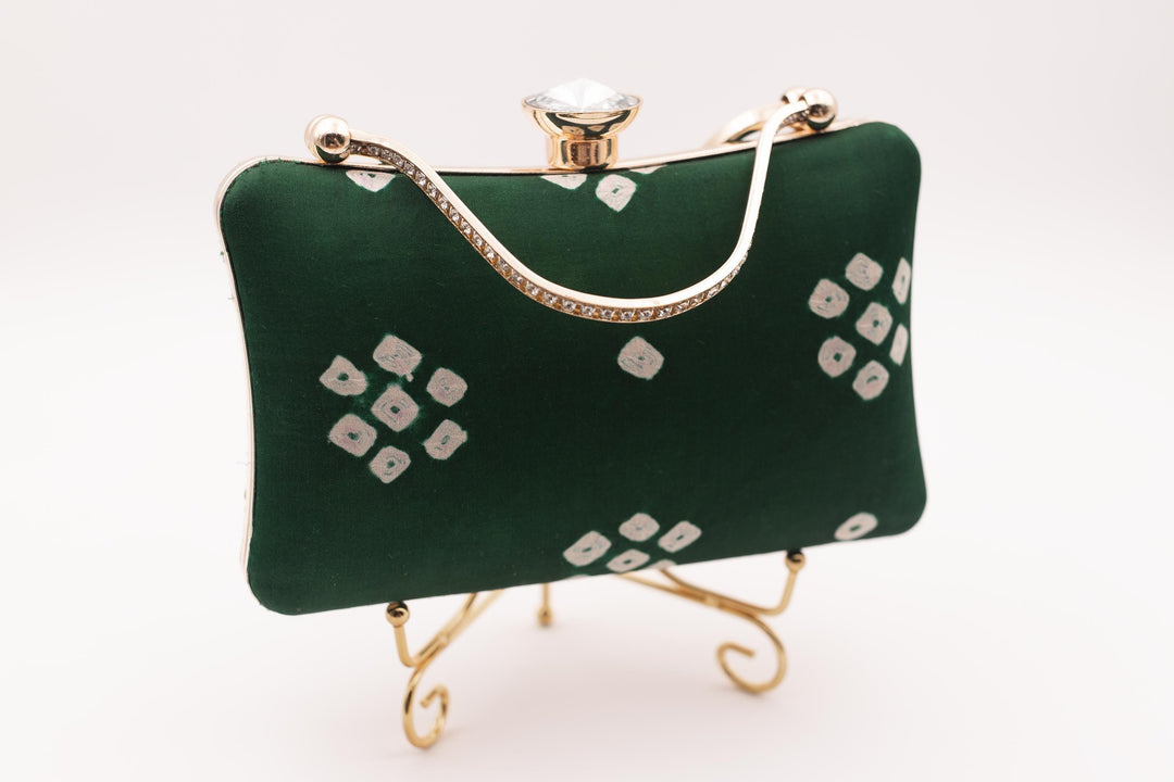 Green BIA CLUTCH with Gem Closure-Raas USA