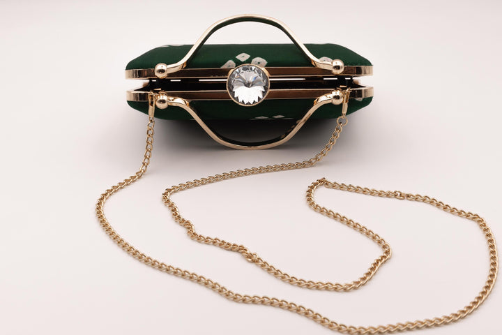 Green BIA CLUTCH with Gem Closure-Raas USA