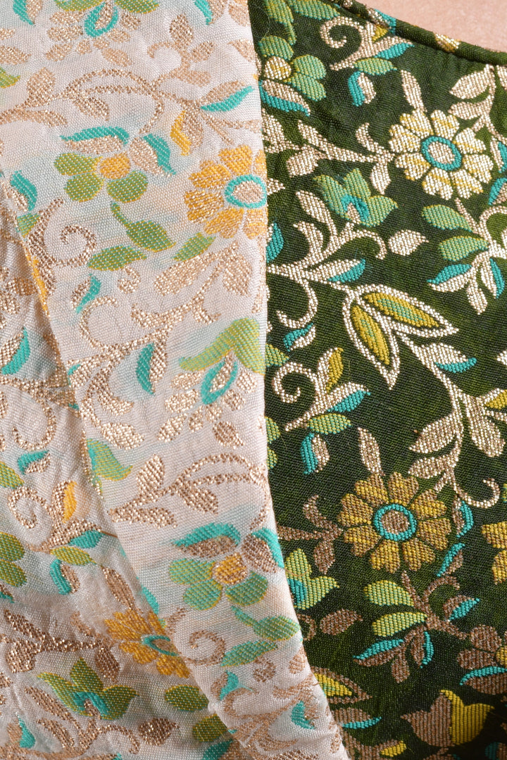 Green Banarasi Lehenga Choli With Jacket.-[mehendi outfit]-Raas