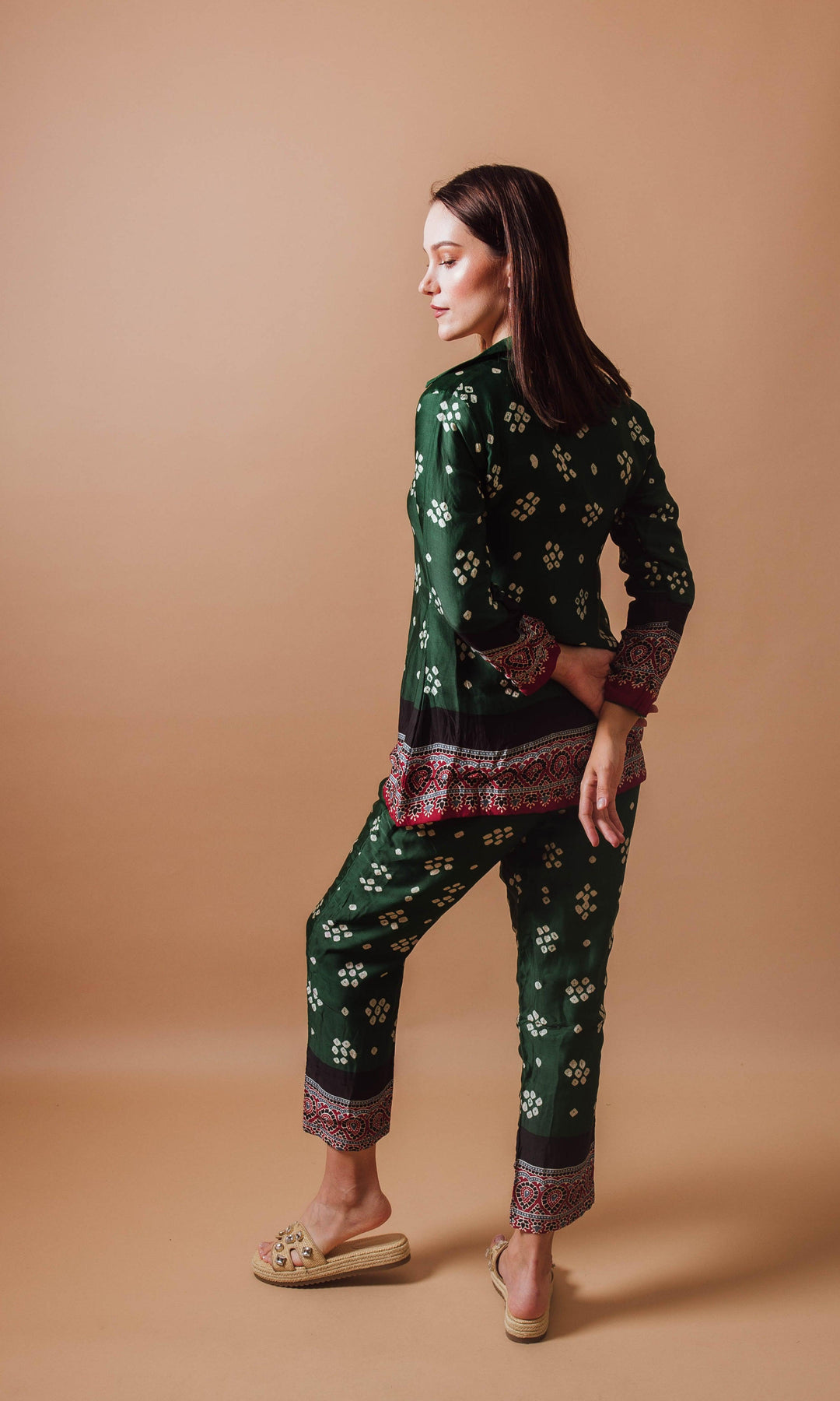 Green Co-Ord Set with Blazer Top-Raas USA