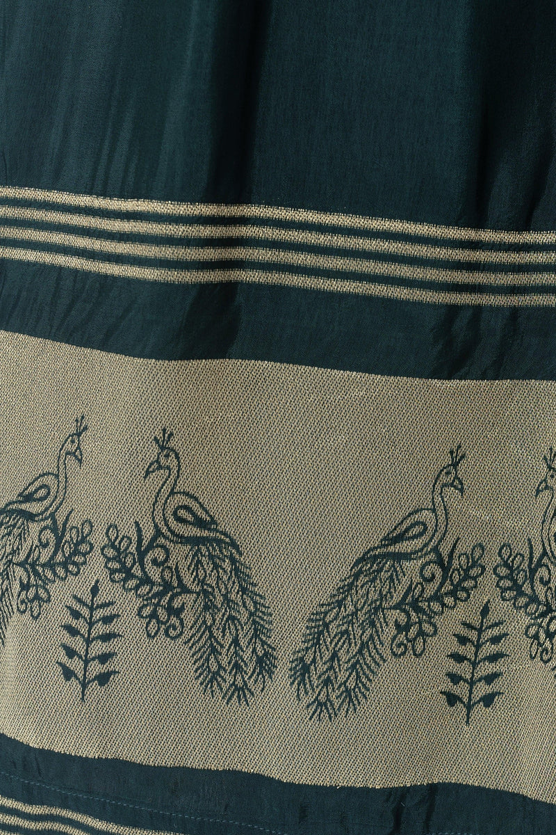 Green Dress with Jacquard Hem ANARKALI & GOWN RAAS