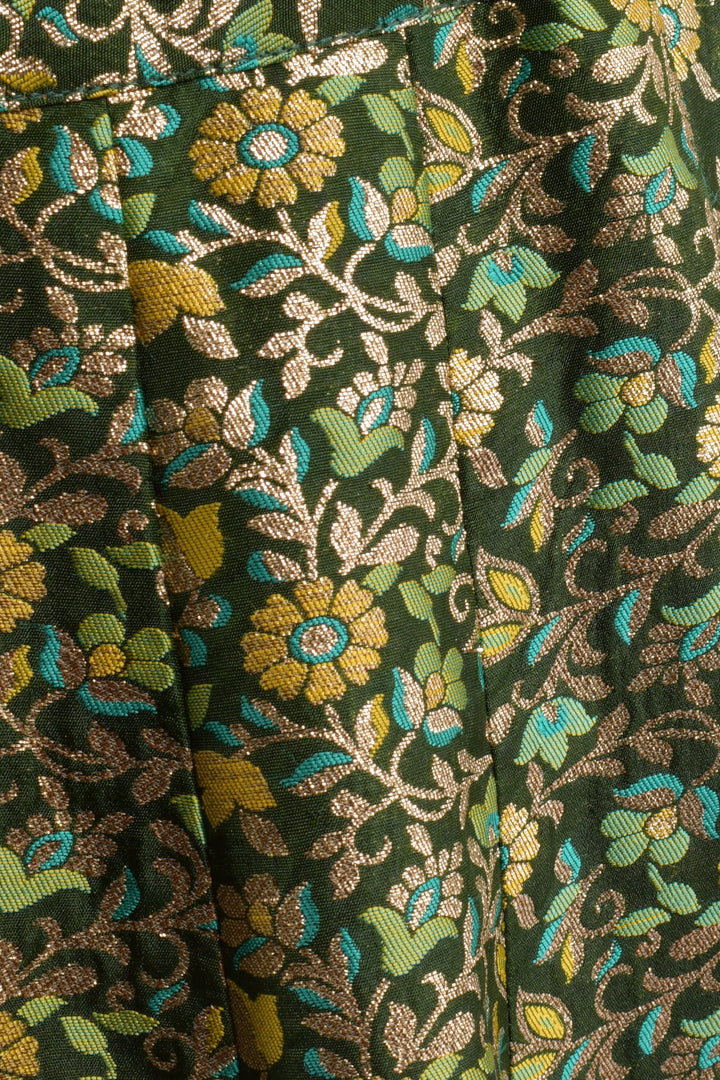 Green Floral Banarasi Lehenga Choli Set for Women-[comfort-first-design]-[lightweight]-Raas