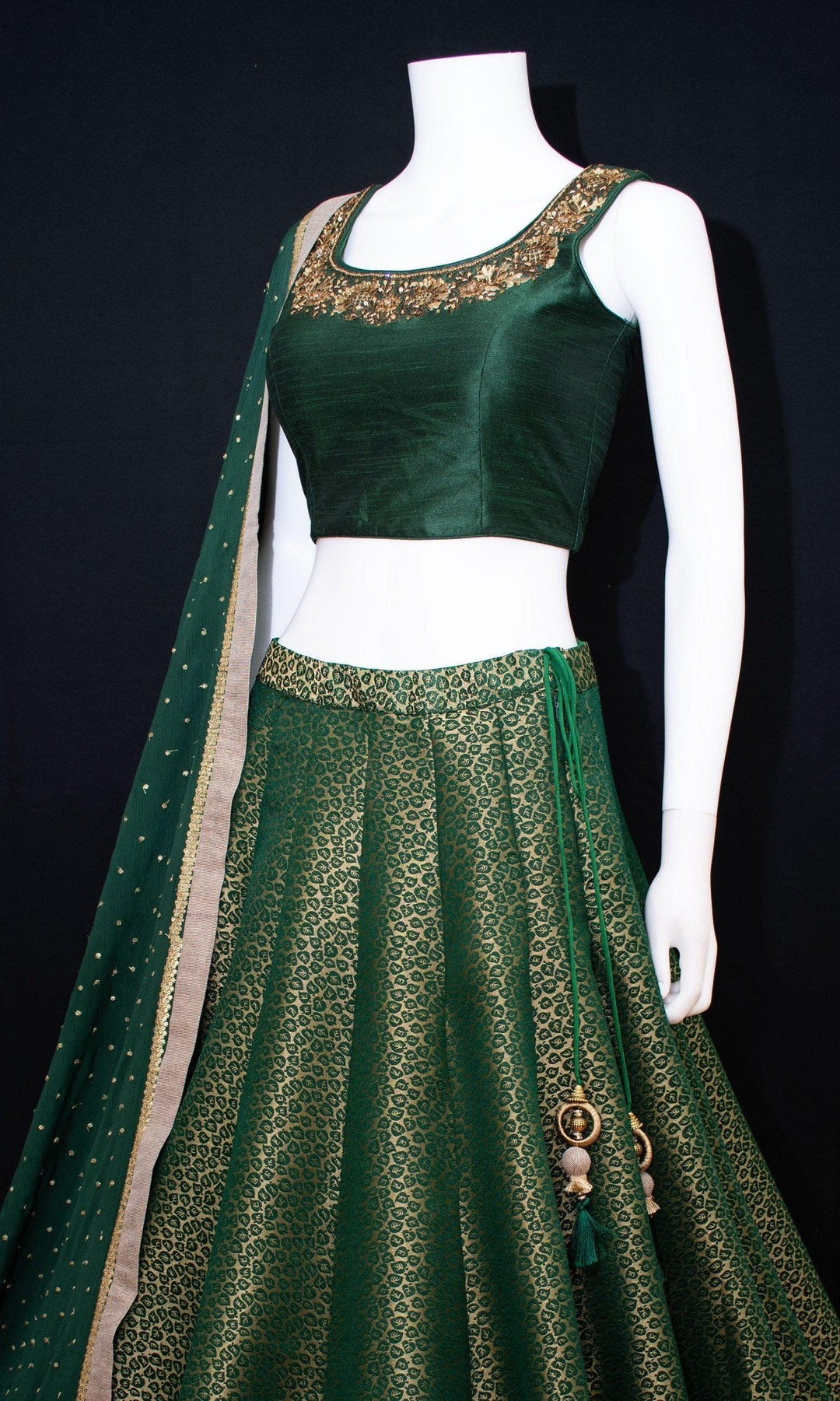 Green Lehenga Choli Set-Raas USA