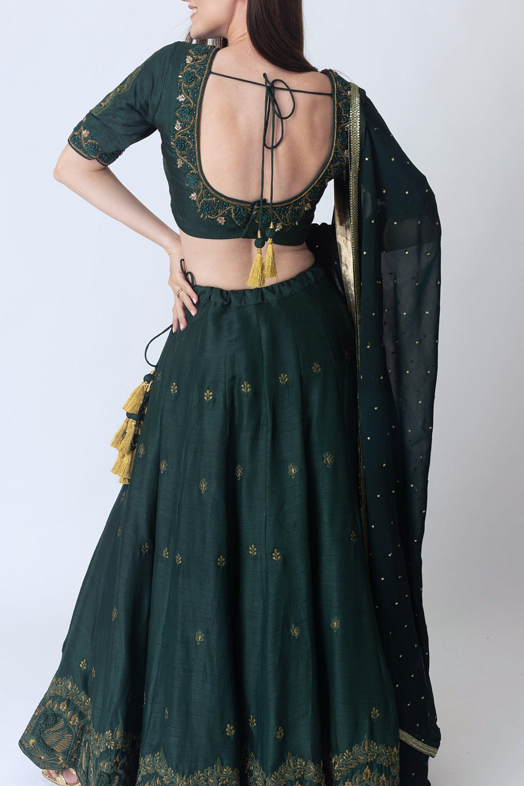 Green Lehenga Choli Set-Raas USA