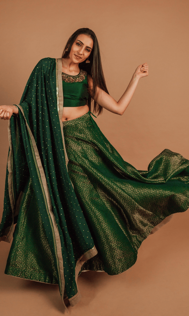 Green Lehenga Choli Set-[comfort-first-design]-[lightweight]-Raas